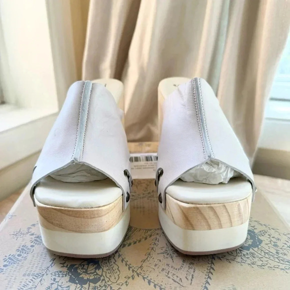New Free People Cassis Clogs Shoe Wooden Leather Sandal Platform Heeled Stud - Picture 4 of 11